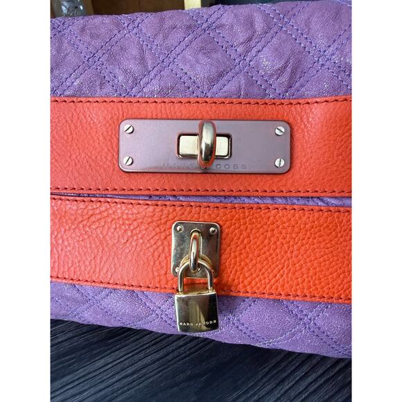 Marc Jacobs Quilted Purple & Orange Double Flap Foldover Clutch MSRP $1275+ - Picture 12 of 12